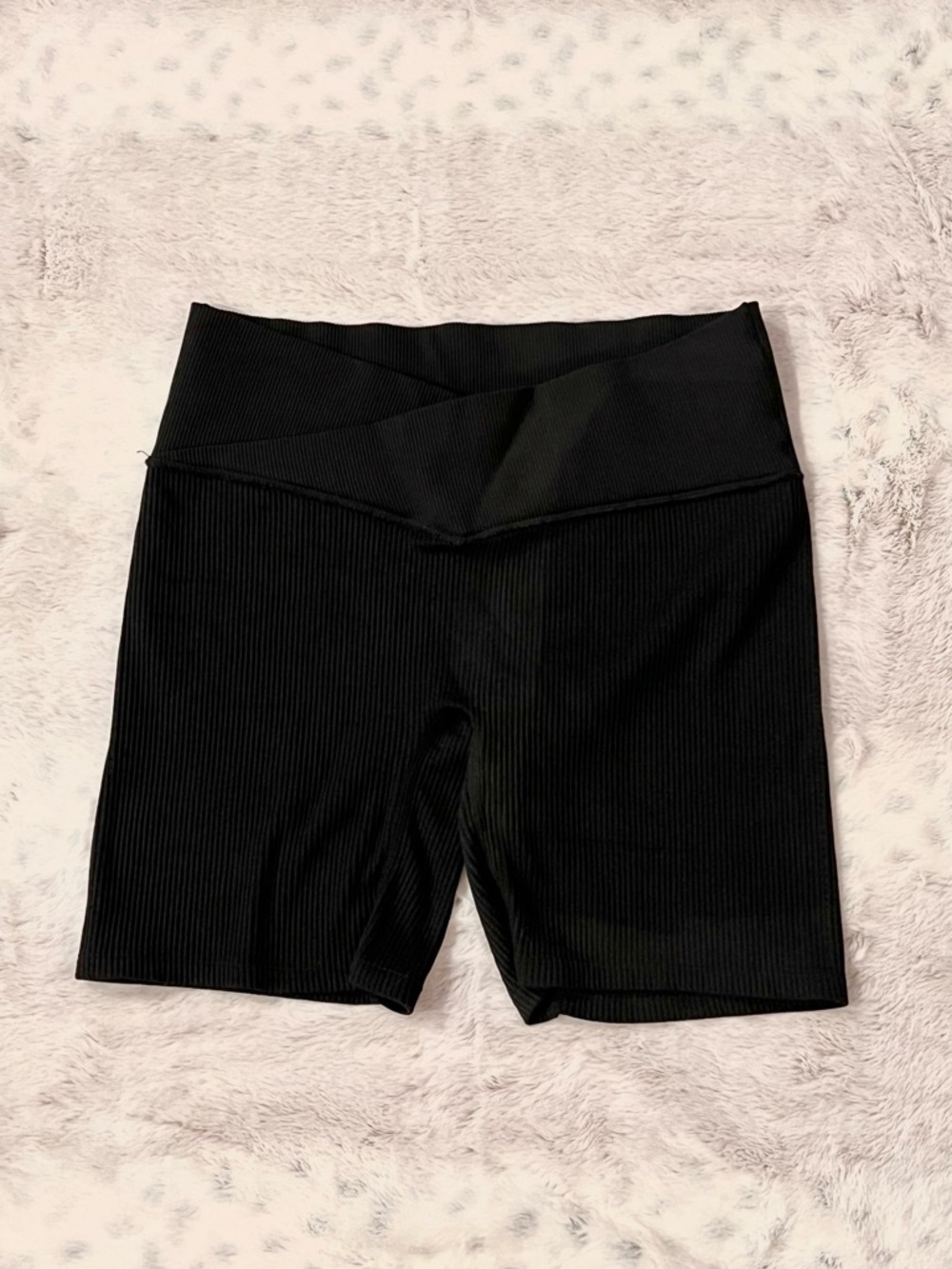 Colsie Black Ribbed High-Waist Bike Shorts